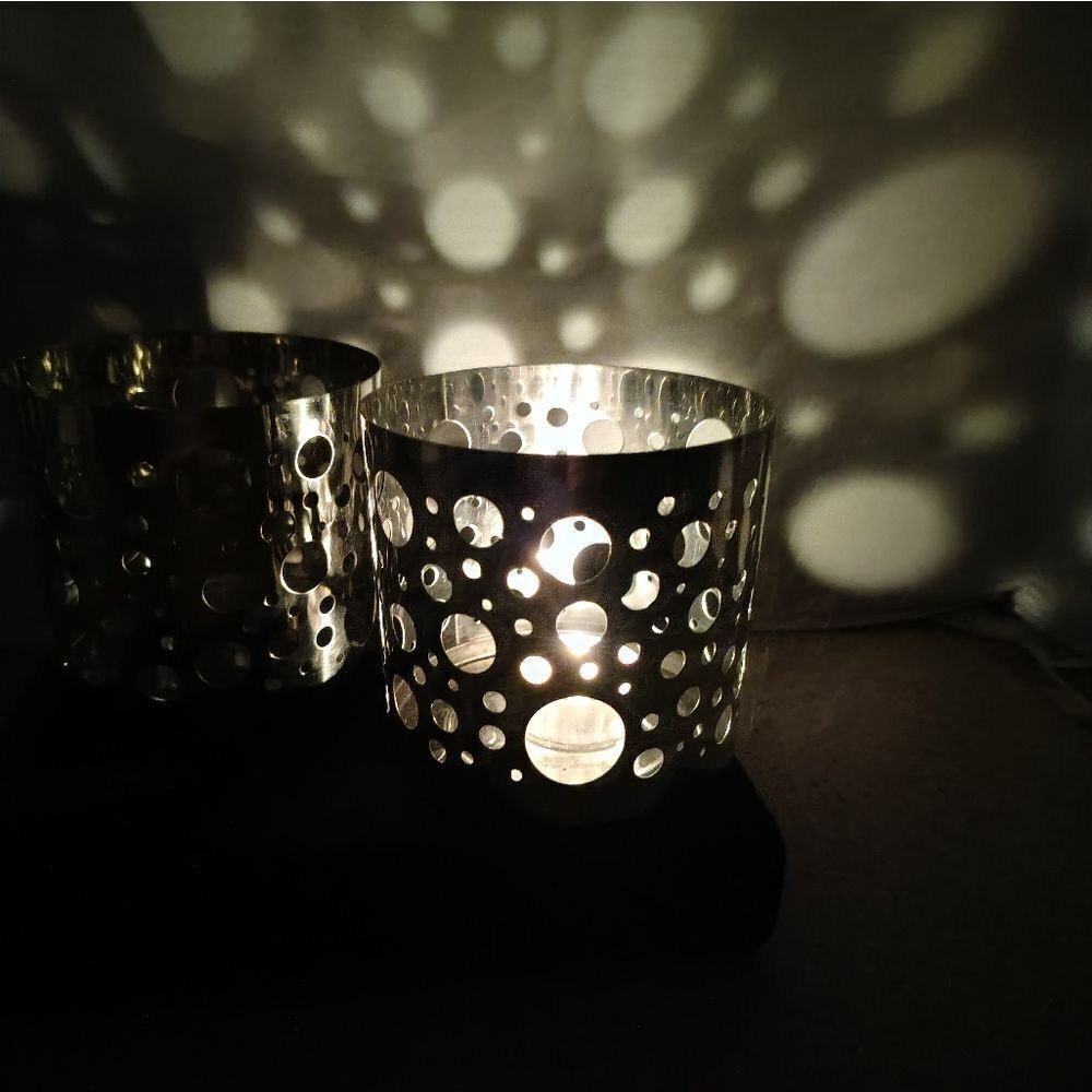 Silver Candle Holders Retro Modern Look C8